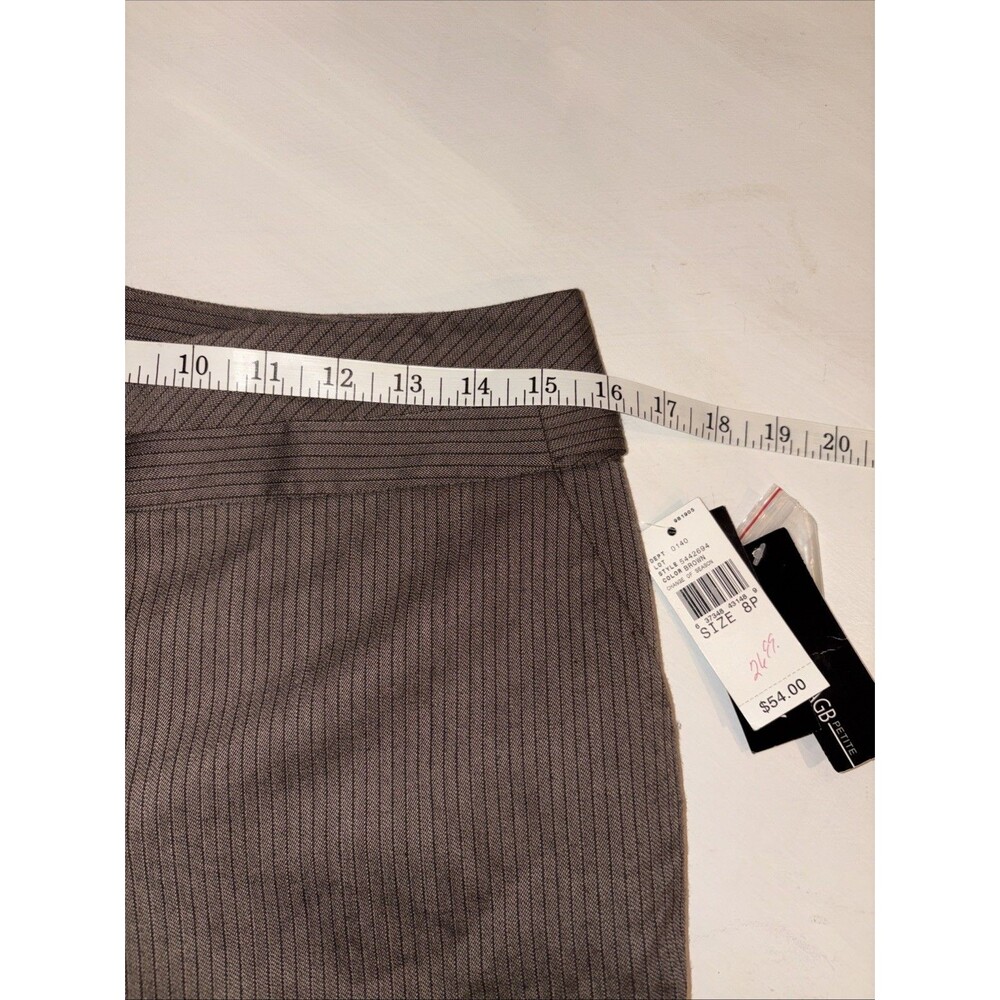 AGB Petite NWT Women’s Brown Pinstripe Wide leg Dress Pants Size 8P - Picture 5 of 7